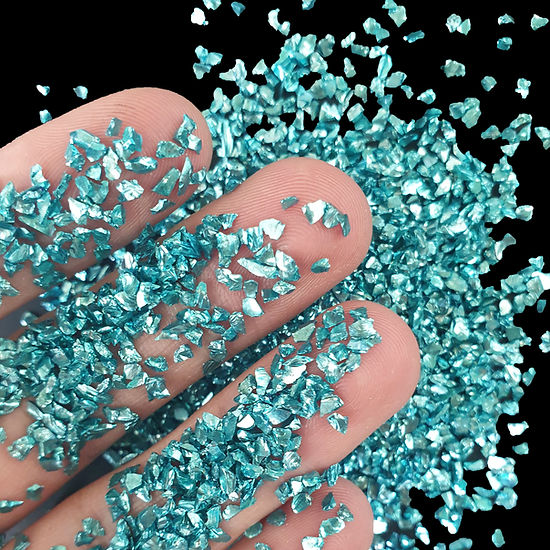 AQUA 1-3mm, Chromic Glass Crumb – Chrome-Plated Glass Filler for Epoxy Resin Art, 100g