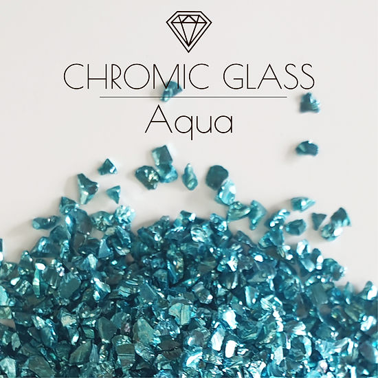 AQUA 1-3mm, Chromic Glass Crumb – Chrome-Plated Glass Filler for Epoxy Resin Art, 100g