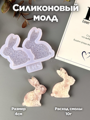 B75 Mold for keychains, brooches and jewelry Rabbits 2 pcs – image 1
