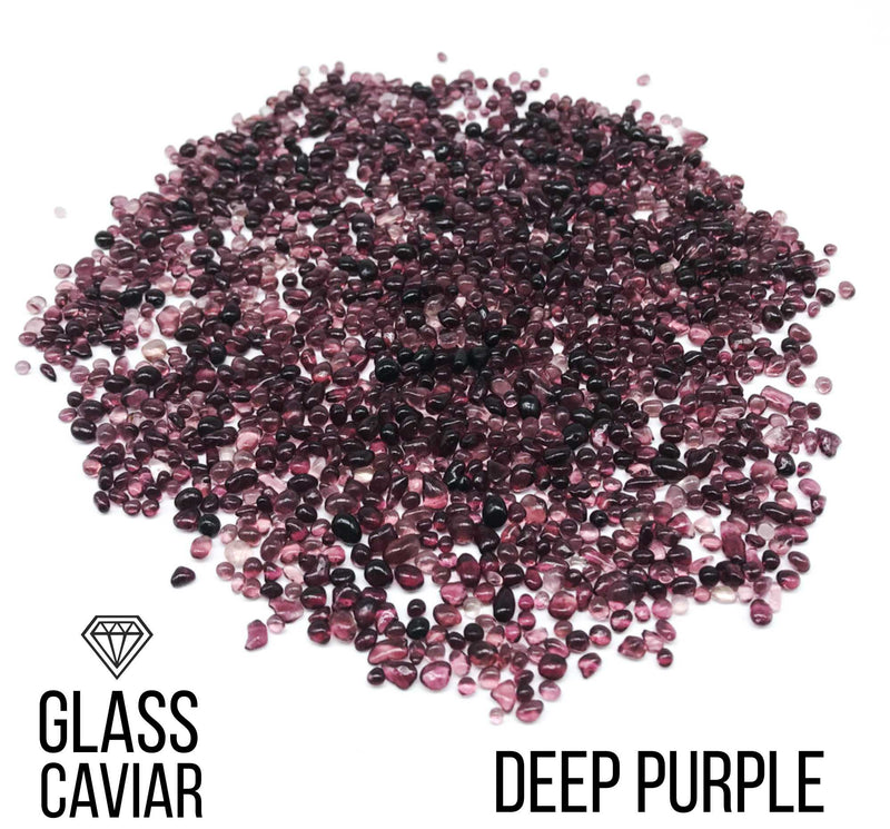 DEEP PURPLE Glass Caviar Glass Chips – Smooth-Edge Decorative Glass for Resin Art & Geode Art ,250gr