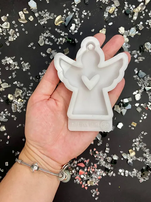 Model №293 Silicone mold for Christmas toy "Angel with a heart"