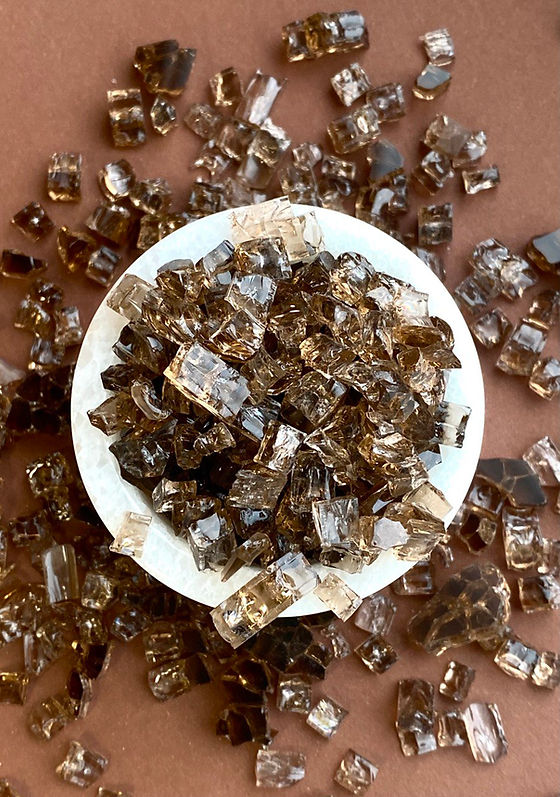 MILK CHOCOLATE Ice Glass Tempered Glass Chips 5–10 mm – Crushed Ice Effect for Resin Art & Geode Art, 500gr