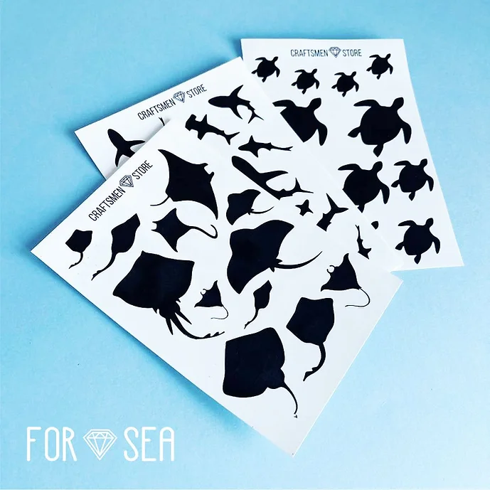 Decal stiсkers For Ocean Resin Artwork - 3 in 1