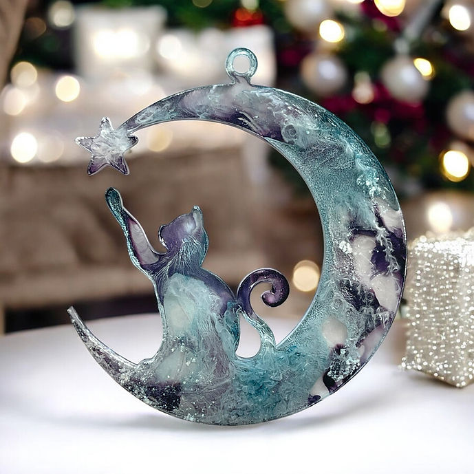 Christmas tree toys silicone mold Kitty with Star K44