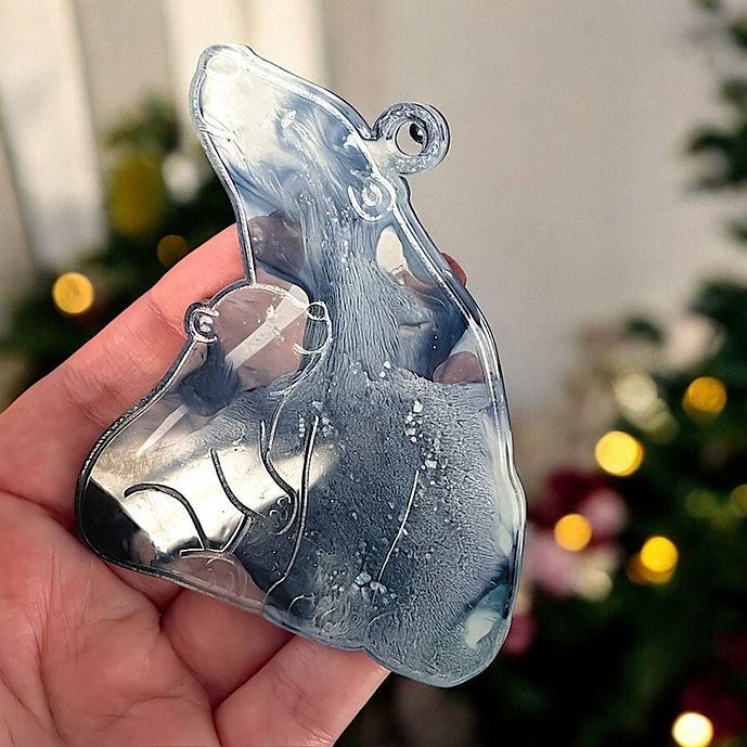 Xmas tree toys silicone mold Mama bear and her teddy bear Model K45