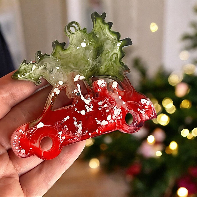 Christmas  tree toys silicone mold Family car with a Christmas tree Model K41