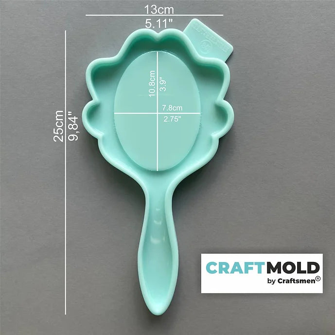 Elegant hand mirror silicone mold M340