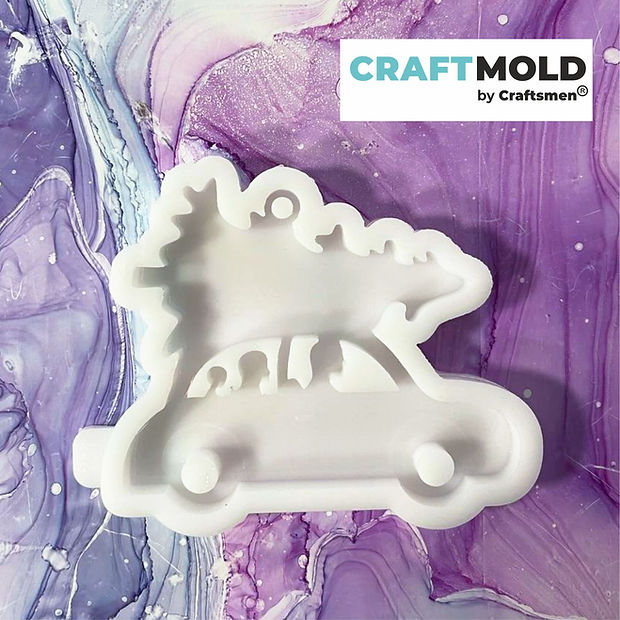 Christmas  tree toys silicone mold Family car with a Christmas tree Model K41