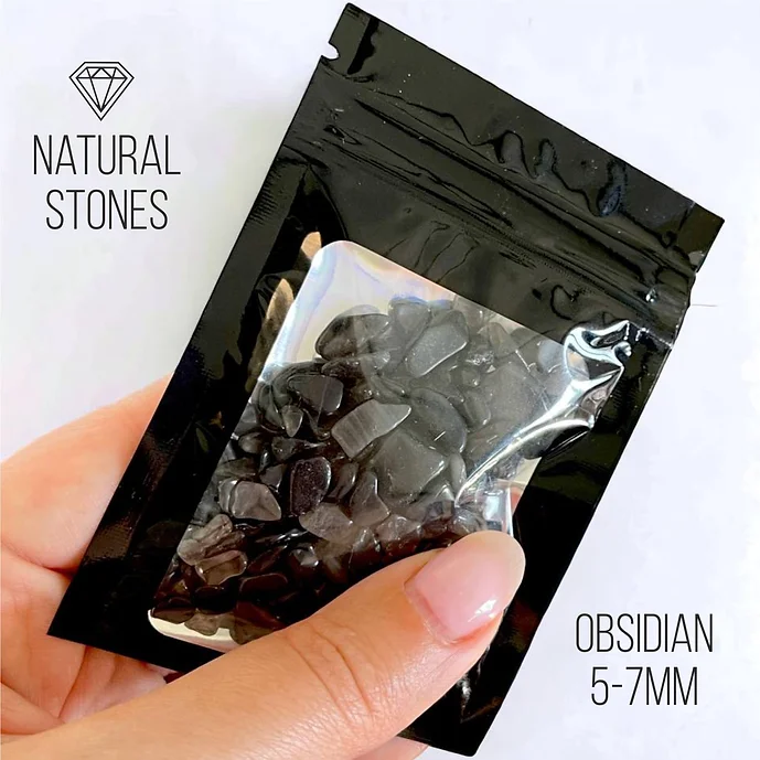 Obsidian, natural stones, 5-7mm / 30gr.