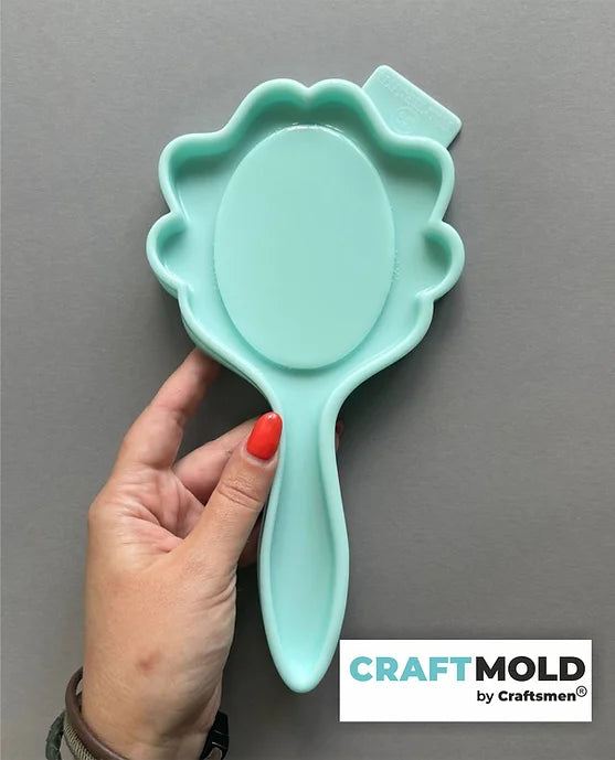 Elegant hand mirror silicone mold M340