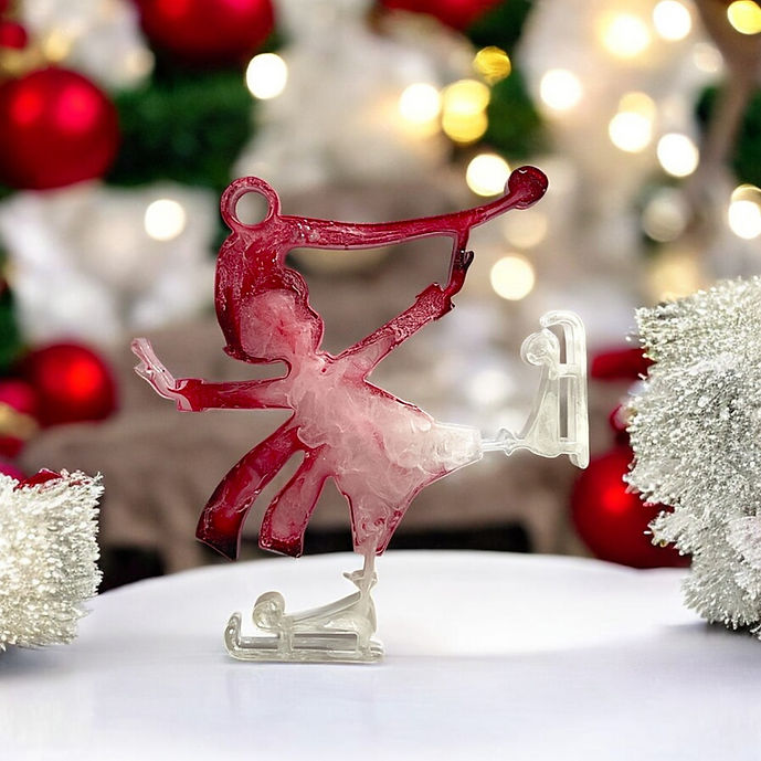 Xmas tree toys silicone mold Elf on Ice Skates K43