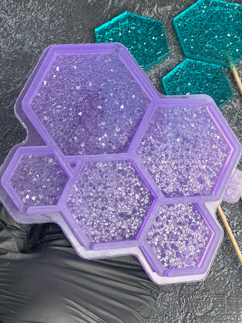 F14 Silicone mold for confectionery products in the shape of hexagons – image 1