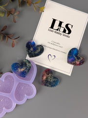 B63 Mold for keychains and brooches Crystal hearts 4 pieces – image 3