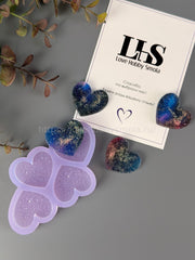 B63 Mold for keychains and brooches Crystal hearts 4 pieces – image 2