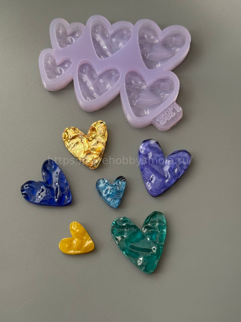 B50 Mold for resin Heart-shaped surface water 6pcs – image 5