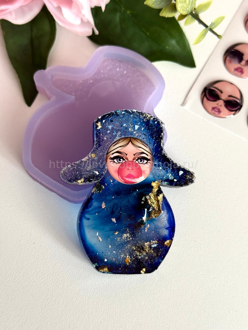 B44 Mold for resin Matryoshka with earflaps – image 3