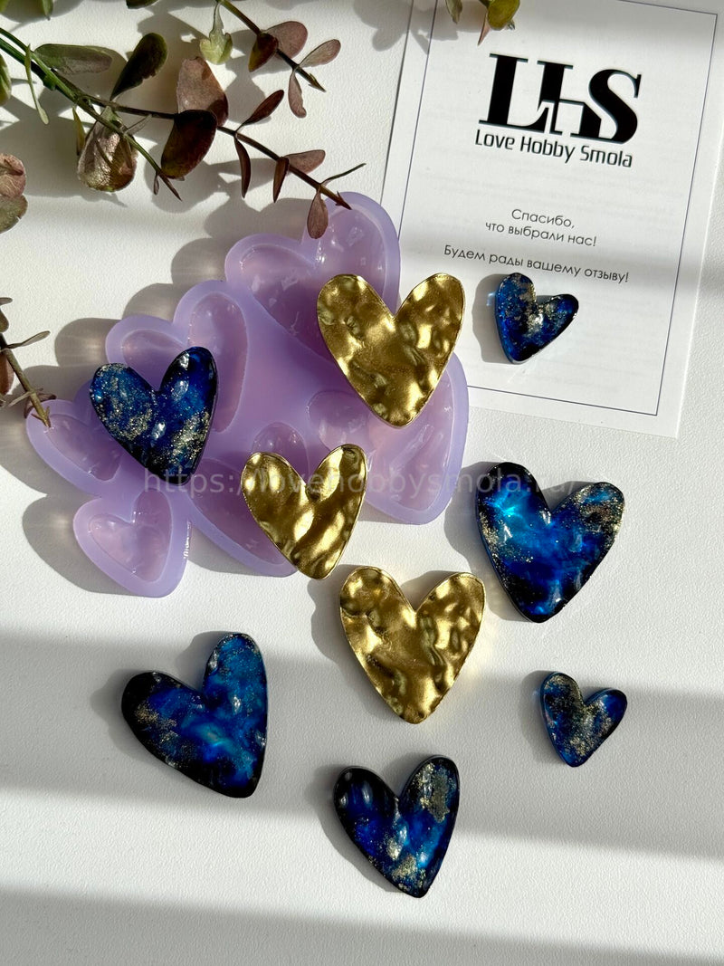 B50 Mold for resin Heart-shaped surface water 6pcs – image 2