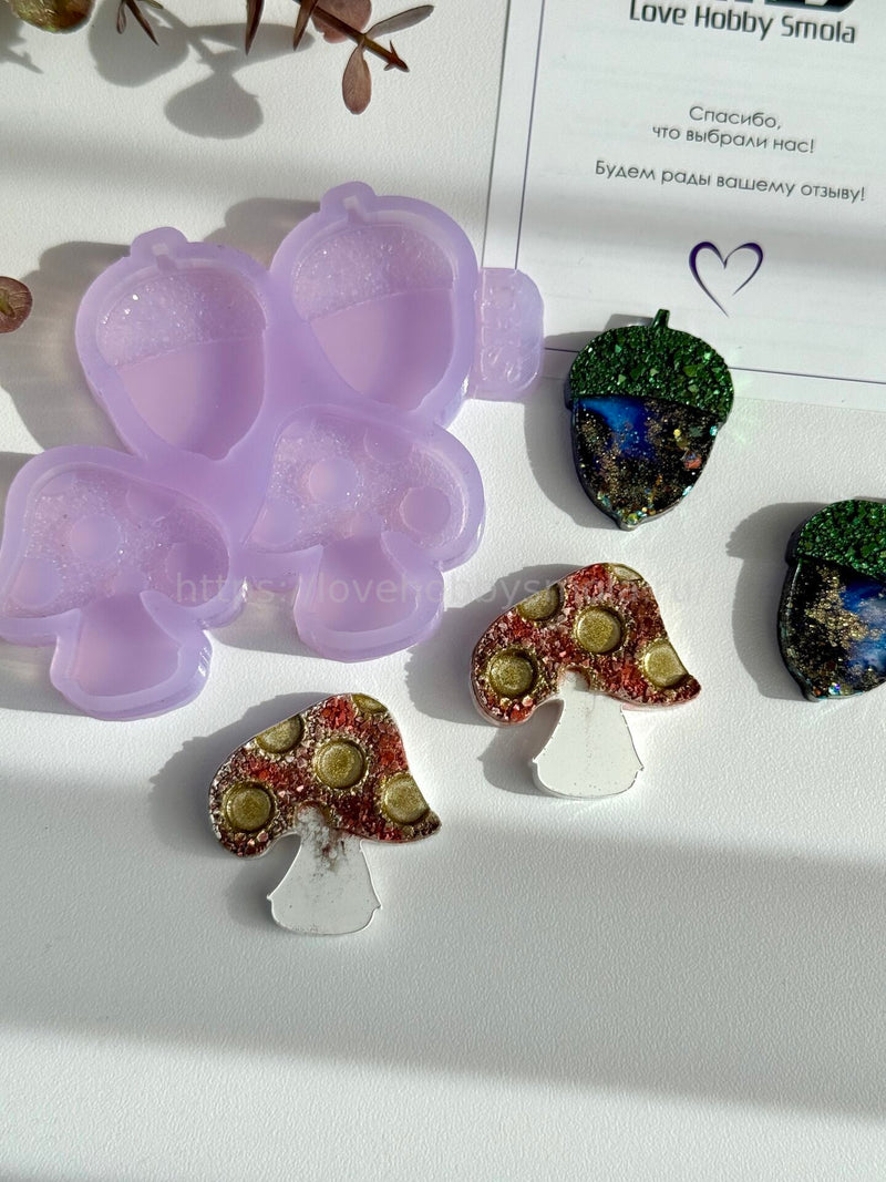 B45 Mold for resin in the form of Acorn and fly agaric mushroom – image 5