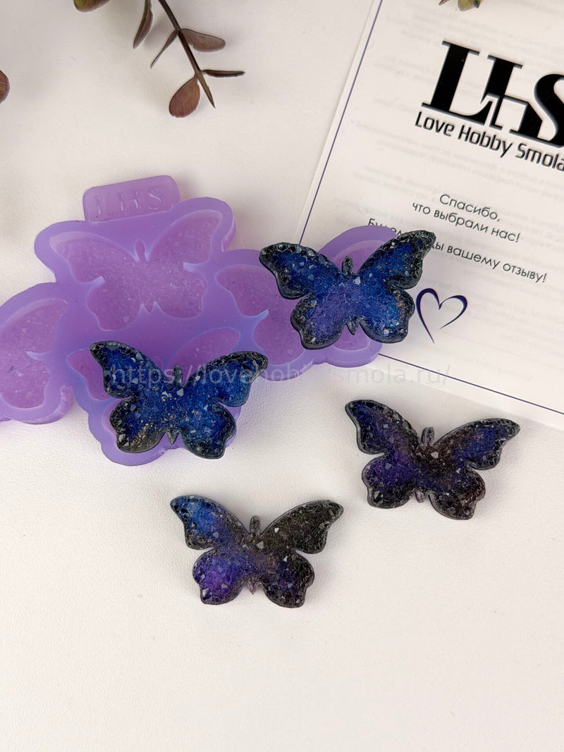 B74 Mold for keychains, brooches and decorations Butterflies 4 pcs – image 2