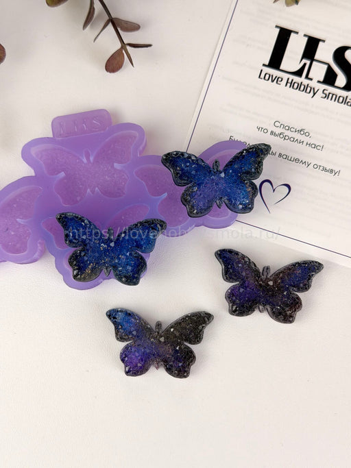 B74 Mold for keychains, brooches and decorations Butterflies 4 pcs – image 2