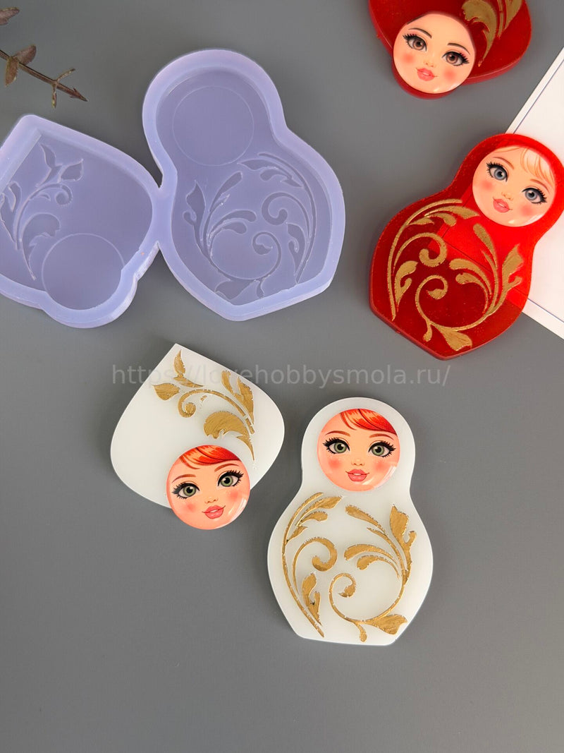 B85 Silicone mold Matryoshka and kokoshnik monogram – image 4