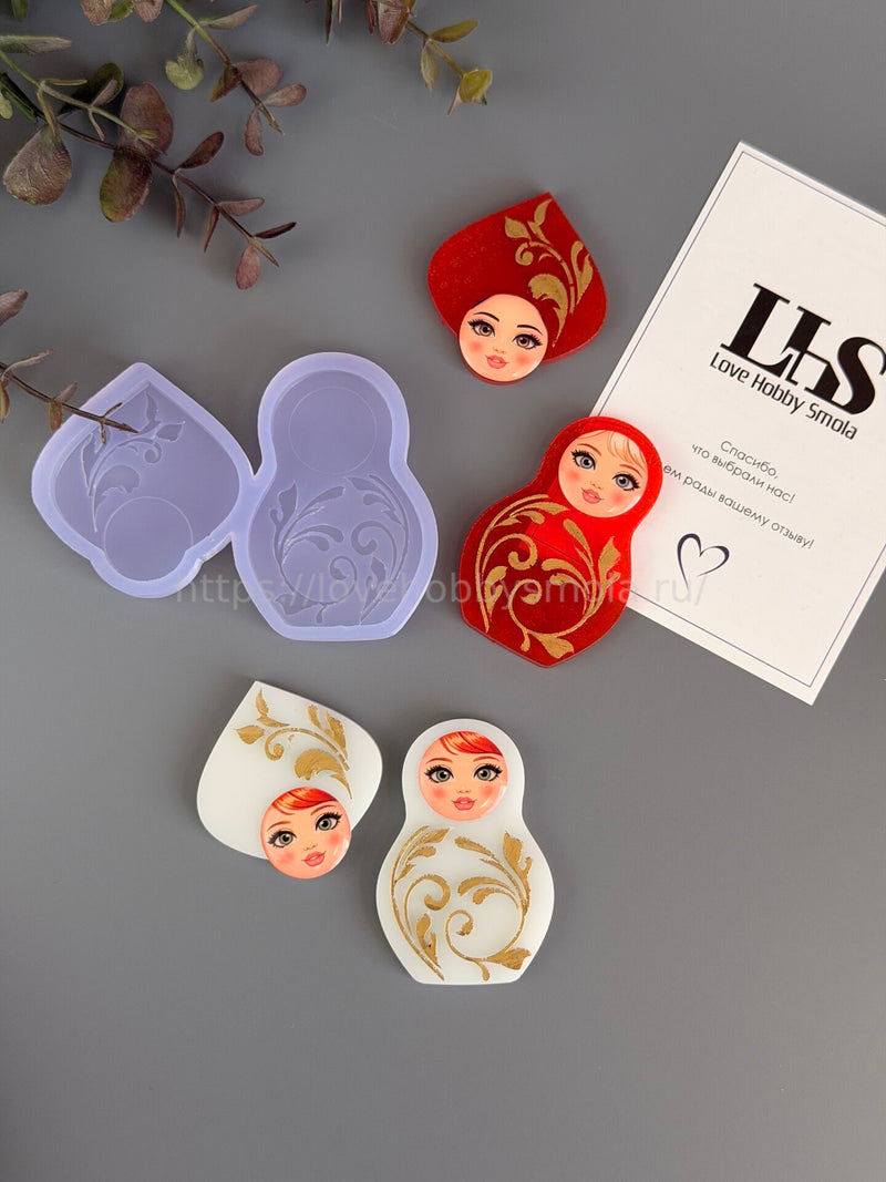 B85 Silicone mold Matryoshka and kokoshnik monogram – image 3