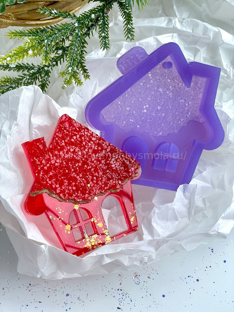 HN-18 Silicone mold for resin in the shape of a New Year's House – image 5