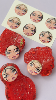 S05 Cabochons set of faces with flag 9pcs with Russia flag – image 3