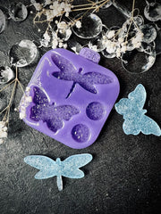 B16 Silicone mold for brooches and jewelry in the shape of a Dragonfly and a butterfly – image 1