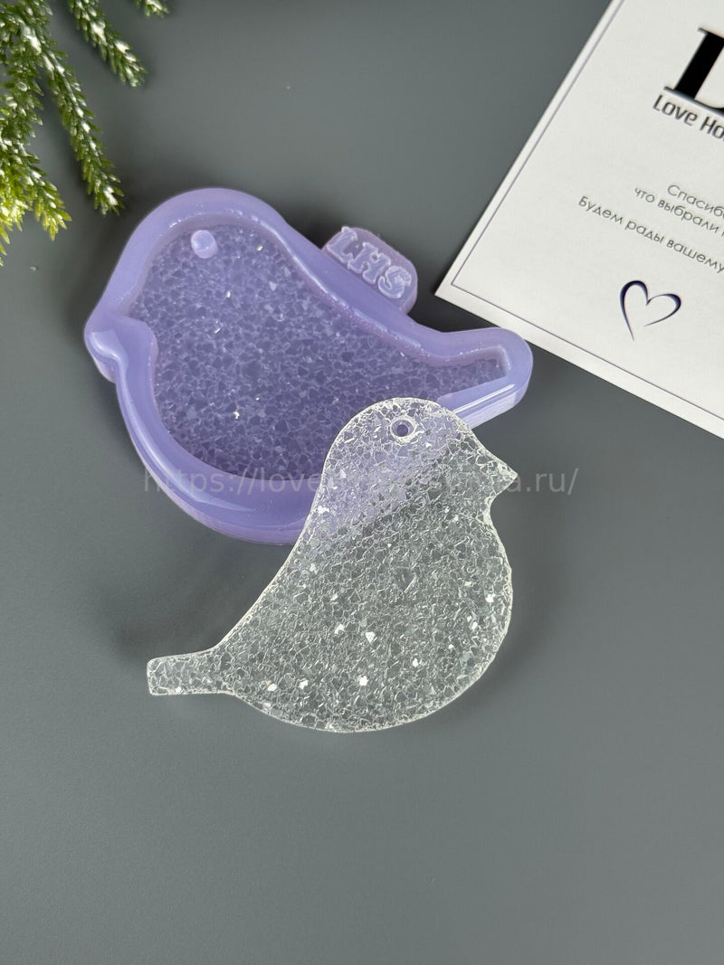 HN-10 Silicone mold in the shape of a Bullfinch Christmas tree toy – image 3