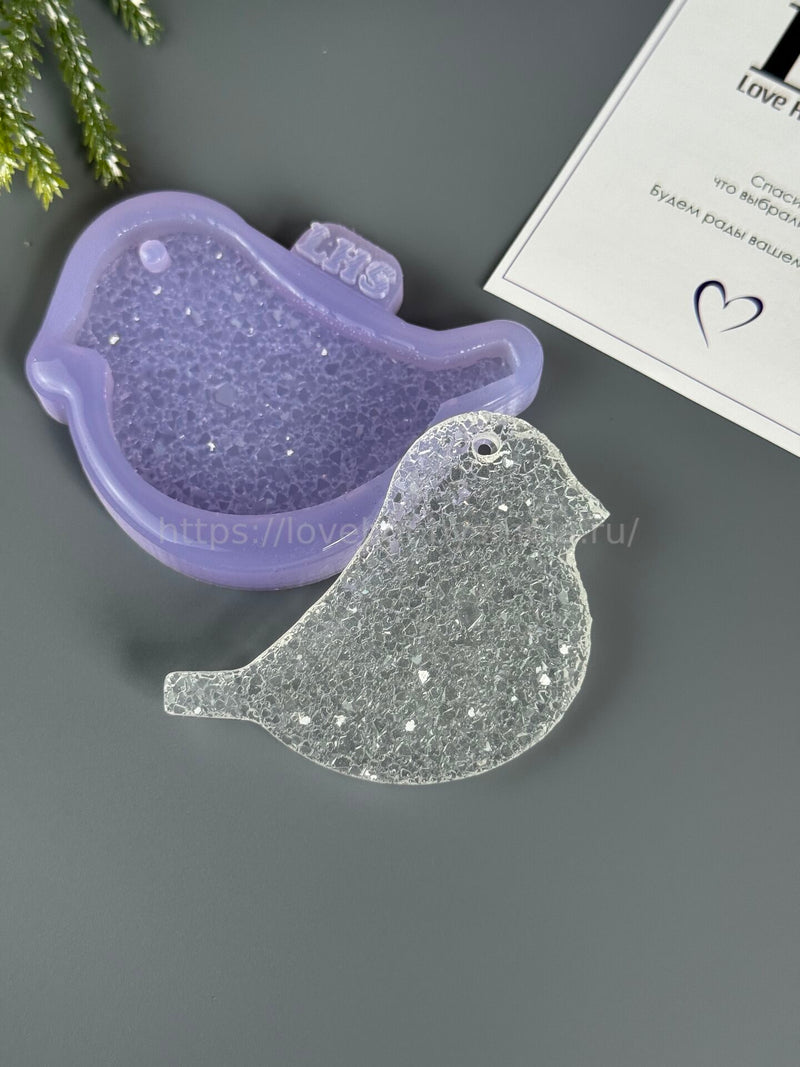 HN-10 Silicone mold in the shape of a Bullfinch Christmas tree toy – image 2