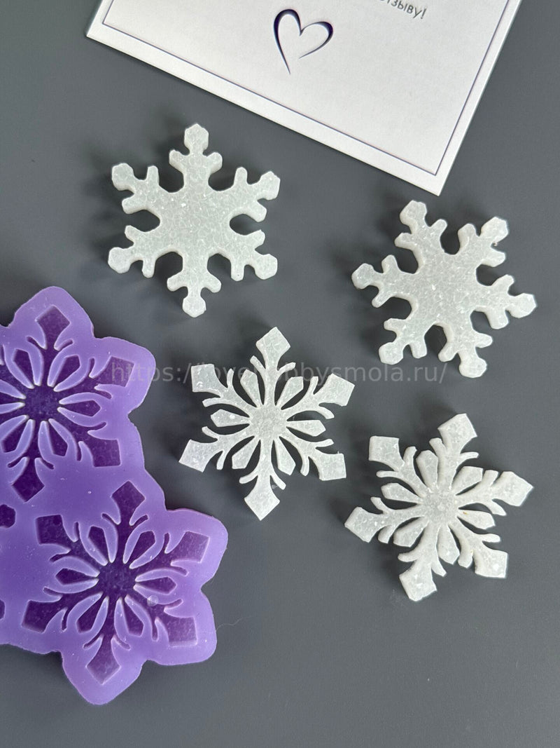 B57 Mold for keychains and brooches Snowflakes 4 pcs – image 4