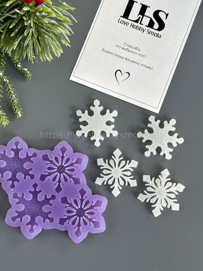 B57 Mold for keychains and brooches Snowflakes 4 pcs – image 3