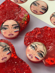 S05 Cabochons set of faces with flag 9pcs with Russia flag – image 2