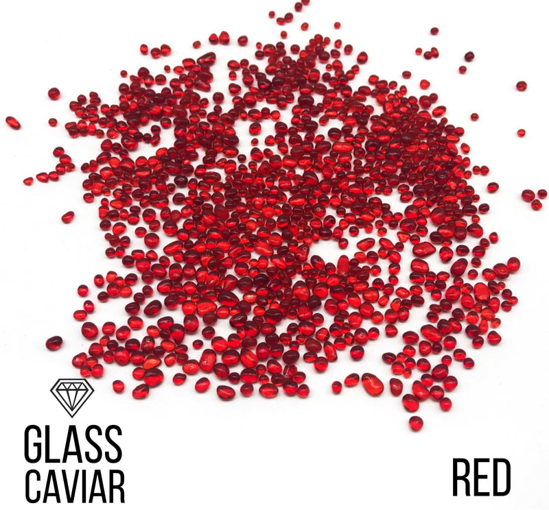 RED Glass Caviar Glass Chips – Smooth-Edge Decorative Glass for Resin Art & Geode Art, 250gr