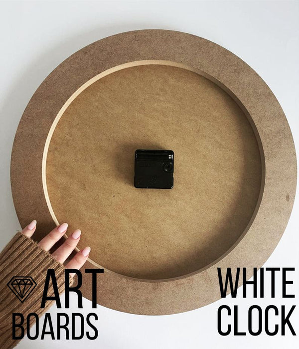 White Clock Art Board + Clock Movement